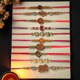 mishav Designer FLIP MIX SIMPLE 10 PIECES Assorted Rakhi Set-picture-25