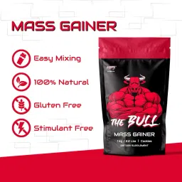 Kobra Labs The Bull Mass Gainer with 23 Vitamins & Minerals, High Protein and Calories (1kg, Cookies) image 4