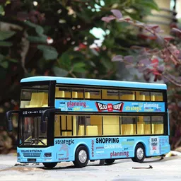ukaxa Double Decker Die cast Metal Body Luxury Yellow Toy Bus with LED Light and Sound image 4