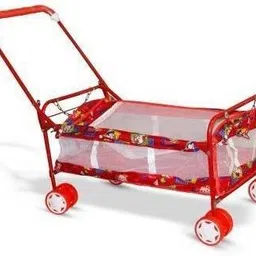 s.s steelo art Baby Cradle Cot Cum Stroller Red Bassinet For Baby Boys & Baby Girls (Red) image 4