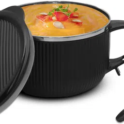 jaypee plus Steel Soup Bowl Ribtok Meal Soup Bowl with Lid & Spoon for Travel and office image 4