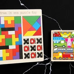 vhd Kids Educational Wooden Puzzle Combo | 3 in 1 Learning & Vehicle Puzzle X39-picture-43