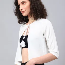 vibes by deebaco DEEBACO Tie Up Neck Crop Cotton Shrug image 4