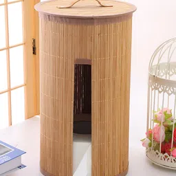 Kuber Industries Brown Bamboo Foldable Laundry Bag 12 Ltr image 4