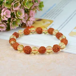 gemvastu Crystal, Rudraksha, Citrine Beads Charm Bracelet image 4