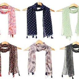 riddle needle Floral Print Chiffon Women Multicolor Scarf, Fancy Scarf, Stole-picture-15