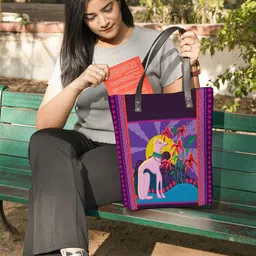 Kalankit Printed Vegan Leather Shopper Tote Bag image 4