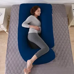 amcaton ultra soft j shaped pillow Microfibre, Polyester Fibre Solid Pregnancy Pillow Pack of 1 image 2