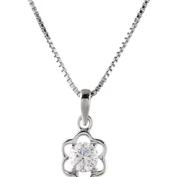 Femme Jam 925 Sterling Silver Zirconia Crystal Floral Pendant & Chain for Women & Girls Princess White Gold Precious Necklace-picture-40