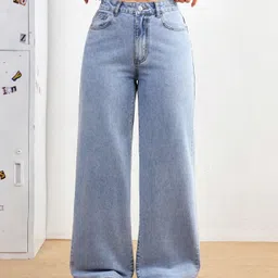 aadvi fashion Women Relaxed Fit High Rise Light Blue Jeans-picture-42