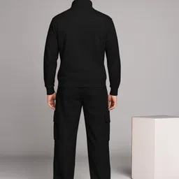 tripr Men Night Suit Set Black Solid image 2