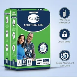karein Adult Diapers, Large, Waist Size 101-139 Cm , Unisex, High Absorbency ,10 Count Adult Diapers - L image 4