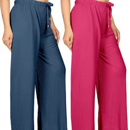 payaltextile Pack of 2 Women Regular Fit Multicolor Cotton Blend Trousers-picture-35