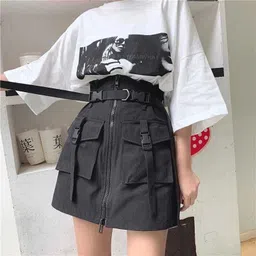 ss unicorn Women Self Design Straight Black Skirt-picture-11