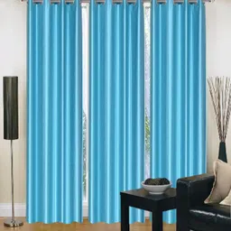 panipat textile hub 274 cm (9 ft) Long Door Polyester Semi Transparent Curtain (Pack Of 3)-picture-11