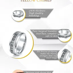 Yellow Chimes Men Silver-Toned & Rhodium-Plated Finger Ring image 4