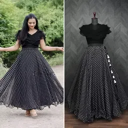 nyaaricreation Polka Print Stitched Lehenga & Crop Top image 2