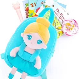 frantic Soft Fabric Sky Blue Ballerina Kids Velvet Bags for School Plush Bag image 4