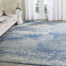 status Blue Abstract Polyester 5 ft x 7 ft Machine Made Carpet-picture-15