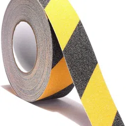 iktu Anti Skid Tape Handheld HighPower Anti-Slip Grip Tape – Glow-in-Dark for Local Illumination - Anti Skid Improves Grip and Prevents Risk of Slippage on Stairs or Other Slippery Surfaces - Keeps You Safe! (50 mm x 5 meter, Yellow-Black) (Manual) image 1