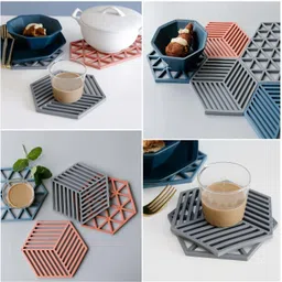 yanci Silicone Table Mats Non-Slip Insulated Flexible Durable Pot Holder Coasters, Mix Silicone Trivet image 5