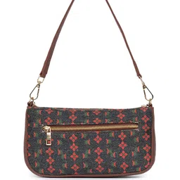 ZOUK Floral Printed Structured Jute Shoulder Bag image 5