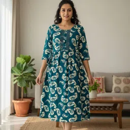 Women Paisley, Embroidered, Printed Cotton Rayon Anarkali Kurta-image-87