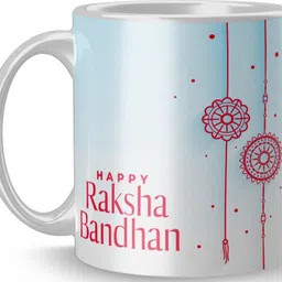 nadn Designer Rakhi with Mug_2834 Gold Finish Rakhi, Chawal Roli Pack, Greeting Card, Mug Set image 3