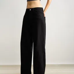 kotty Women Straight Fit High Rise Black Jeans image 4