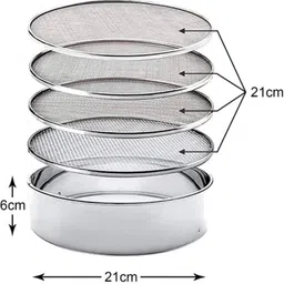 kaushlendra 4 in 1 Stainless Steel Interchangeable Wheat Rice Atta Maida Sieve image 3