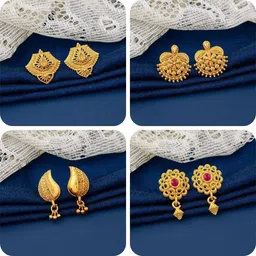 lala luxury bestseller Combo of 4 Traditional Brass Earring Set-picture-11