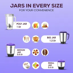 moonstruck Star Purple 4 Jar 750 W Mixer Grinder image 3
