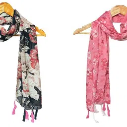 mss fashion Printed Chiffon Women Multicolor Stole, Scarf, Fancy Scarf-picture-23
