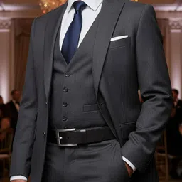 Men Formal, Evening Black Genuine Leather Belt-image-4