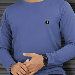 vebnor Men Solid Round Neck Polyester Blue T-Shirt-picture-13