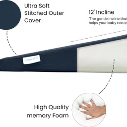 cherilo Full Size Elevated Wedge Pillow for Baby Crib & Mattress, Memory Foam Solid Baby Pillow Pack of 1 image 2