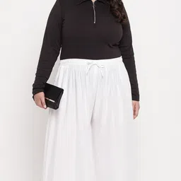 vizcon hub Women Loose Fit Cream Viscose Rayon Trousers image 5