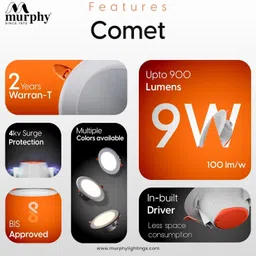 murphy 9W Comet Cool White Light, Round, Pack of 50, Recessed Suited for 3 inch box Ceiling Light Ceiling Lamp image 3