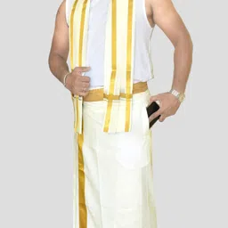 TUNI MANI Men's Cotton Velcro Pocket Dhoti with Towel Adjustable for all size 28-44 Inches Solid Men Dhoti-picture-11