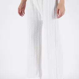 crown king garments Women Relaxed White Wool Trousers image 3