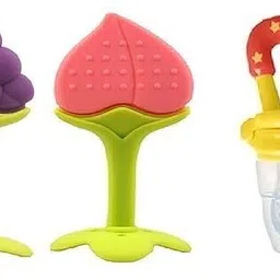 (Combo Saver Pack of 3pcs)SILICONE FRUIT SHAPE TEETHER WITH FRUIT NIBBLER Teether and Feeder-image-21