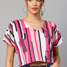 preet Casual Cap Sleeves Printed Women Pink Top-picture-19