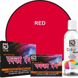 redye Pakka Rang Permanent Fabric Dye Colour Red (5x5=25GM) with Color Fixer-picture-13