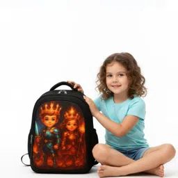 mous King Queen Black Color Royal Print Bag for Kids Boys and Girls Waterproof School Bag-picture-13