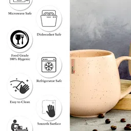 GOODHOMES Peach-Coloured Printed Stoneware Glossy Mugs Set of Cups and Mugs image 4