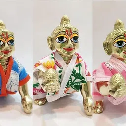 Krishna ji,Laddu Gopal Dress Cotton Summer Night Suit for Krishna Idol Ladoo Gopal Dress Pant Shirt (Combo-6) Size no-1 (Pack of 6) image 2