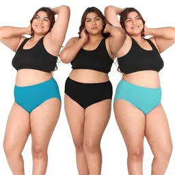 ragthm Women's Cotton Blend Big Size, Jumbo Size, Plus Size High Waist Hipsters Panties Set | Comfortable, Super Soft Breathable Everyday Wear Panties | Pluse Size(Pack of 3) image 1