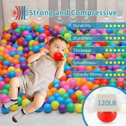 minikidz baby (72 Balls) Premium Multicolour Balls for Kids Pool Pit/Ocean Ball Without Sharp Edges Soft Balls for Toddler Play Tents & Tunnels Indoor & Outdoor Bath Toy image 4