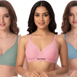 black wings Women Full Coverage Non Padded Bra image 1