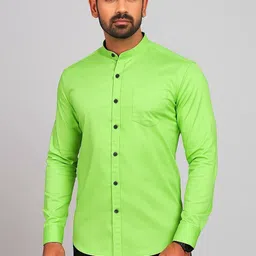 manchester & co Men Regular Fit Solid Mandarin Collar Casual Shirt-picture-34
